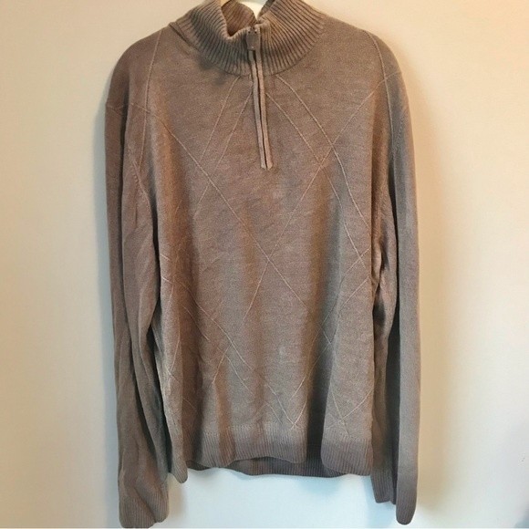 TRICOTS ST RAPHAEL Sweater Quarter Zip Pullover Knit Mockneck Cigar Brown NWT - Picture 2 of 11